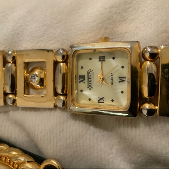 Gold Pearl Accent Watch Bracelet with belt pretty bundle vintage main image 6
